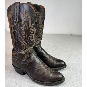 Lucchese Mens N1556R4 Brown Leather Corbin Mad Dog Goat Cowboy Boots Size 7 D